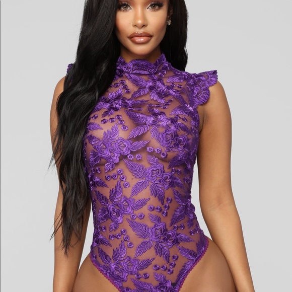 Purple lace body suit Clearance